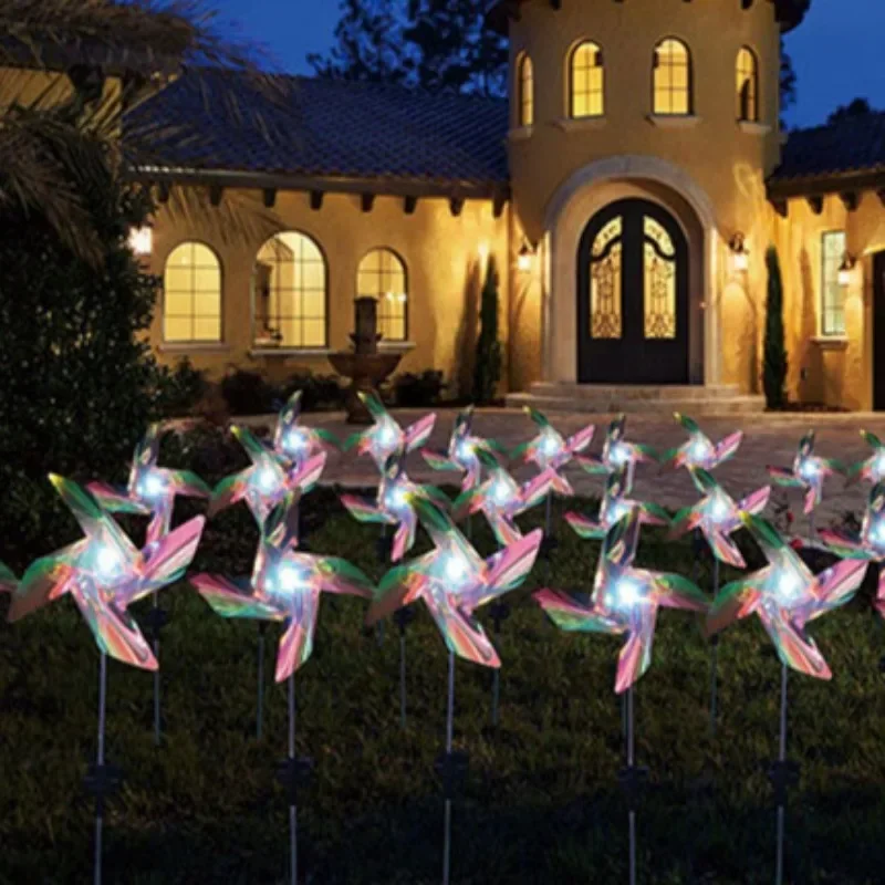 New 4-Leaf Led Solar Windmill Lights Turning Windmill Lawn Lights Waterproof Outdoor Courtyard Garden Decorative Lights