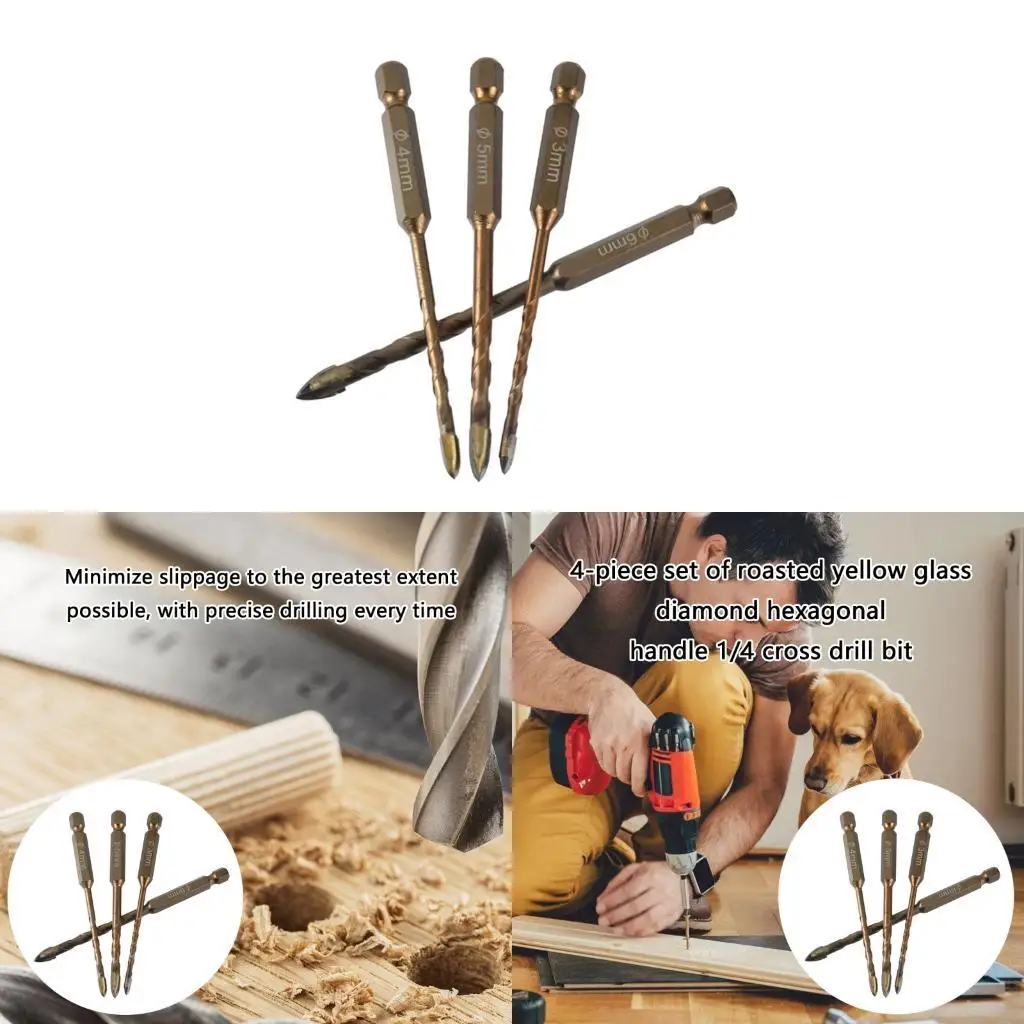 

4Pcs Hexagonal Shank Drill Bits For Concrete Brick With Antislip Design And Spirals Flute Twist Drill Bit 87HA