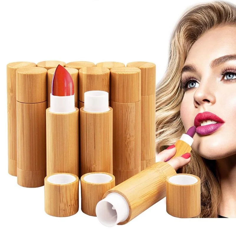 1Pc Bamboo Empty Lipstick Tubes Refillable DIY Lip Balm Tube Containers Cosmetic Lip Gloss Deodorant Case Holder