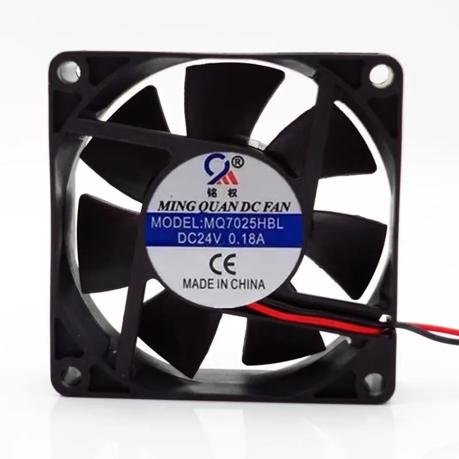 For MINGQUAN MQ7025HBL DC24V 0.18A 7CM 2-Wire Ball Cooling Fan