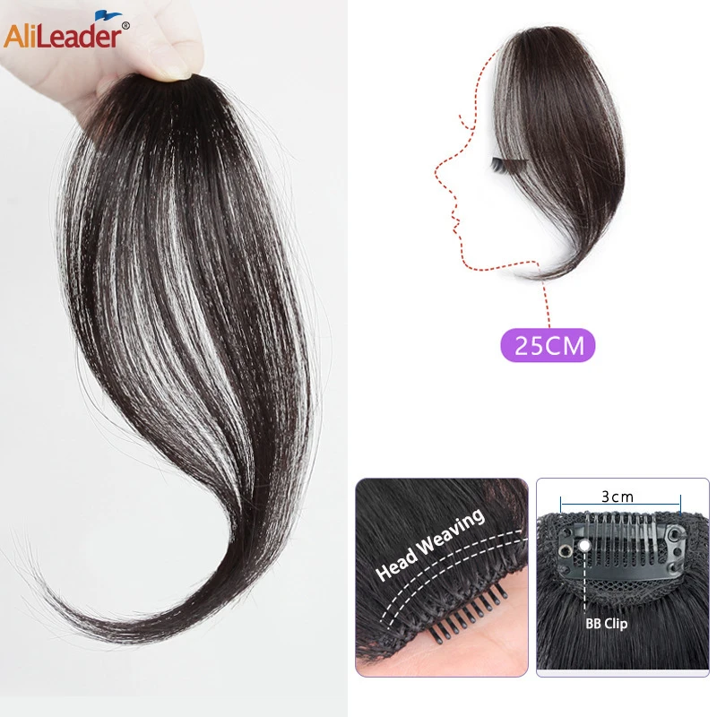 2Pcs Synthetic Fringe Clip In Hair Bangs Hairpiece Middle Part Two Sides Bang Hair Pieces Clip In Extensions For Women Girls