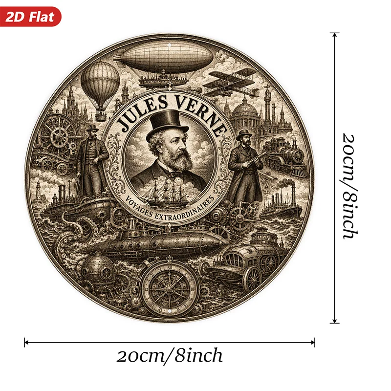 CIFBUY Steampunk Vintage Airship Aluminum Wall Art Waterproof Durable Metal Sign For Living Room Study Bedroom Indoor Outdoor De
