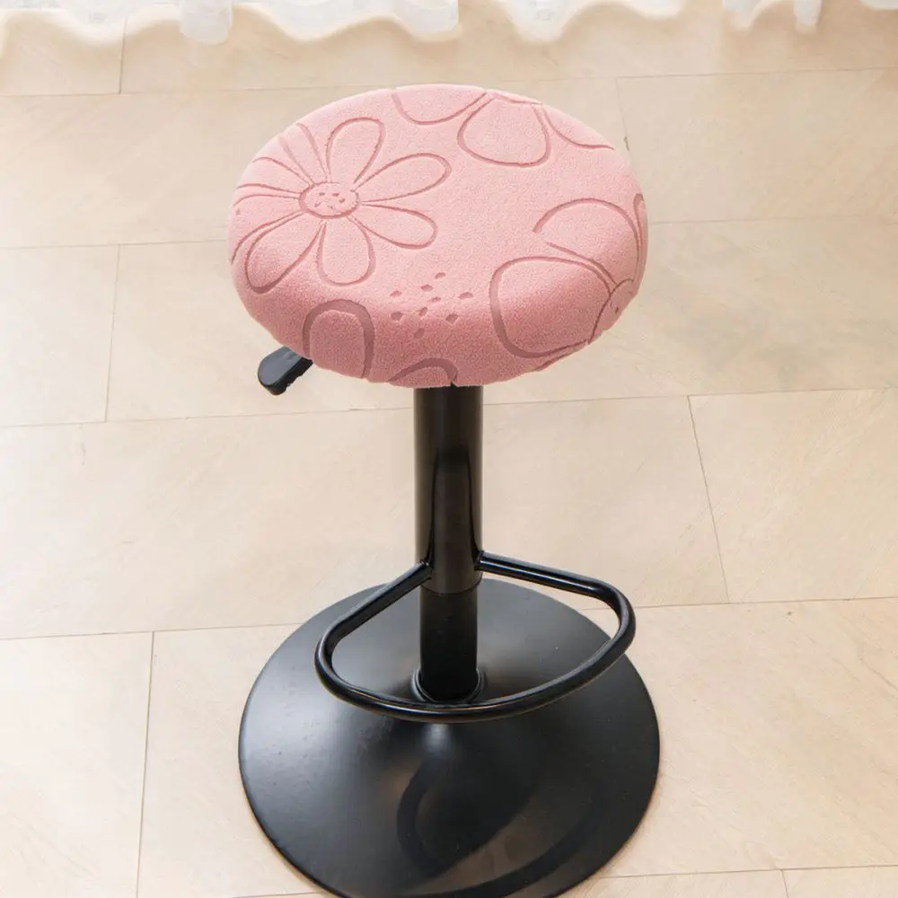 Fleece Round Chair Seat Cover Stretchy Protector For Bar Stool Lifting Chair Slipcover Soft Breathable Furniture Protection