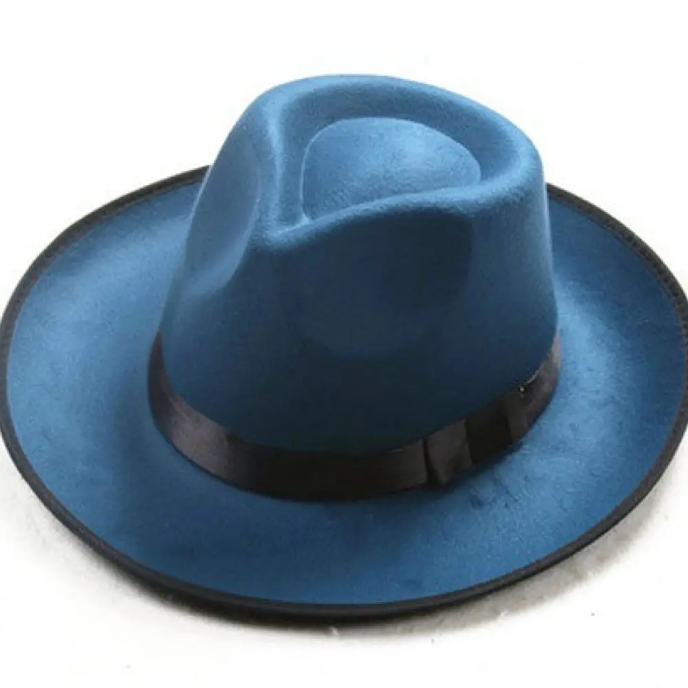Unisex Wide Brim Fedora Hat Vintage Jazz Cap British Style Felt Hat For Stage Performance Party Elegant Wear
