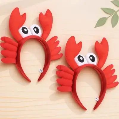 

2 шт. повязки на голову в виде краба с большими глазами, милый дизайн, мягкий тканевый аксессуар для волос для женщин и подростков, для Хэллоуина, костюмированных вечеринок, фотосессий, косплея