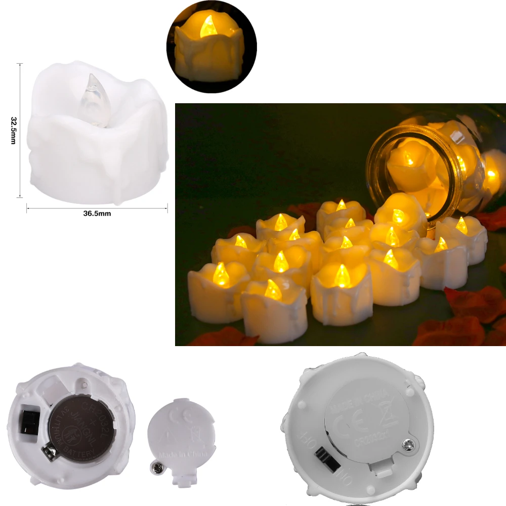 24/48 Stück flammenlose Votivkerzen, elektrisch, batteriebetrieben, LED-Teelichter, künstliche Kerze, warmweiß, für Hochzeitstisch, Weihnachten – Detail 13