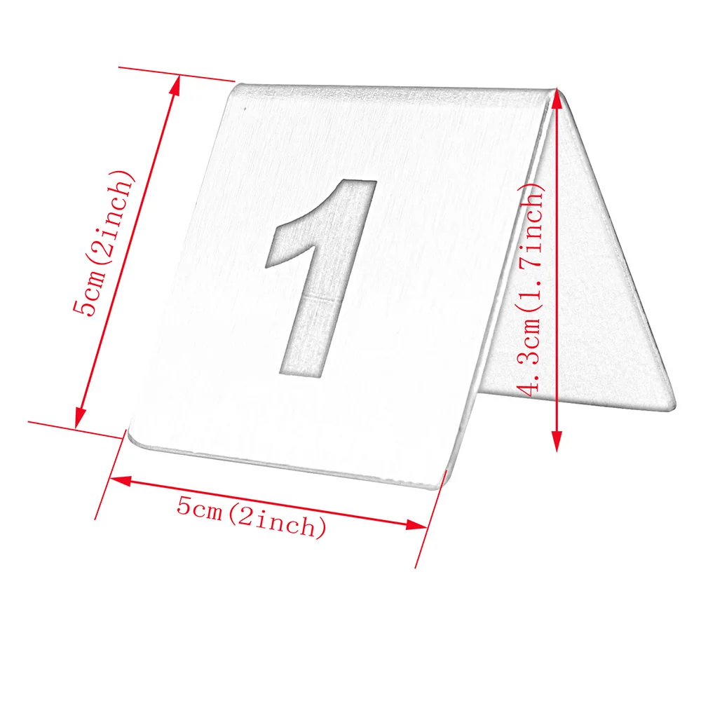 Lot 5pcs SS Table Number Tent Sign Stand Stainless Steel Place Card Label Restaurant Cafe Bar Seating Double Side Customized - view 2