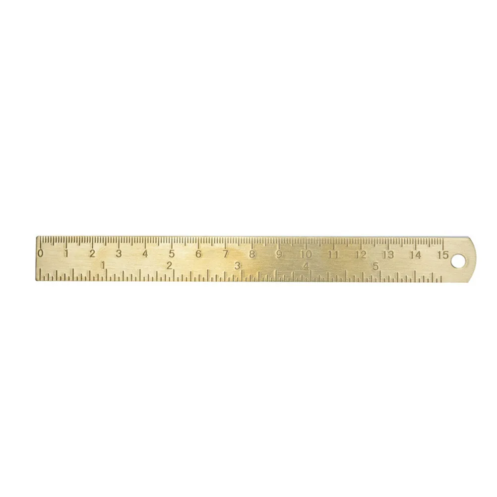 2 Pcs Brass Copper Ruler High Accuracy School Double Scale Straight Thick Version