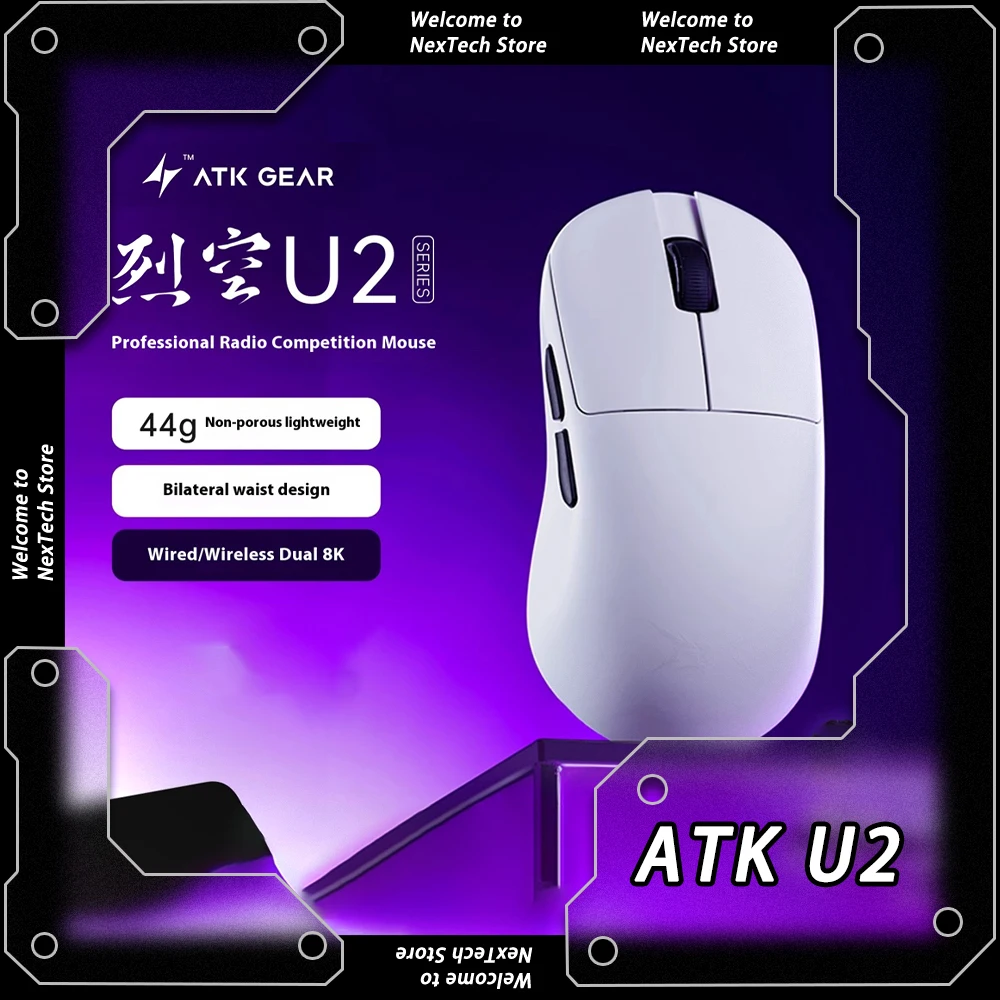 

ATK U2 Dual 8K PAW 3950 Ultra E-sports Mouse Bluetooth Wireless Mouse Tri Mode Lightweight Ergonomics Gaming Mice Custom Gamer