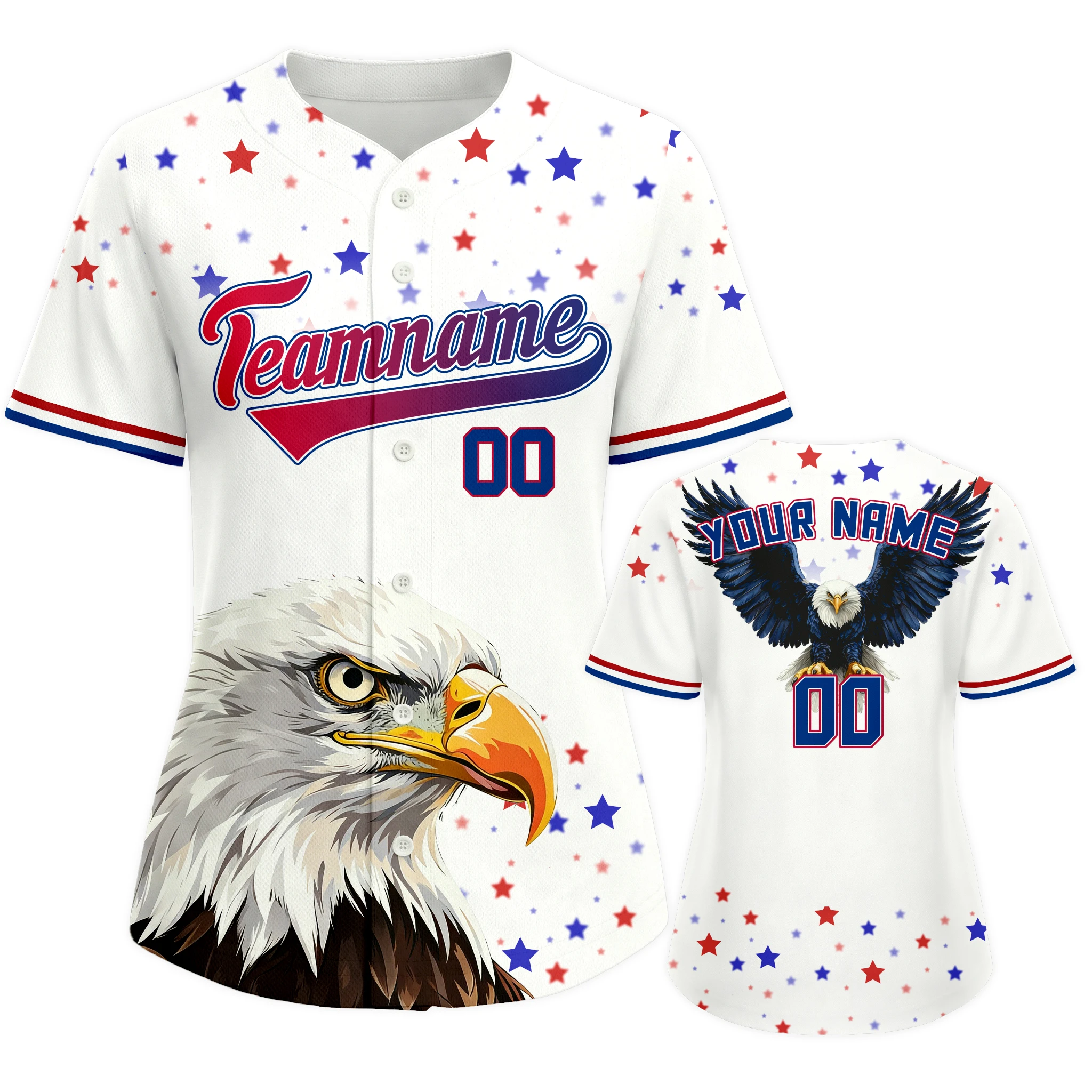 Custom USA Baseball Jersey for Women Personalized Name Number America Baseball Shirt Button Down Baseball Uniform view 5