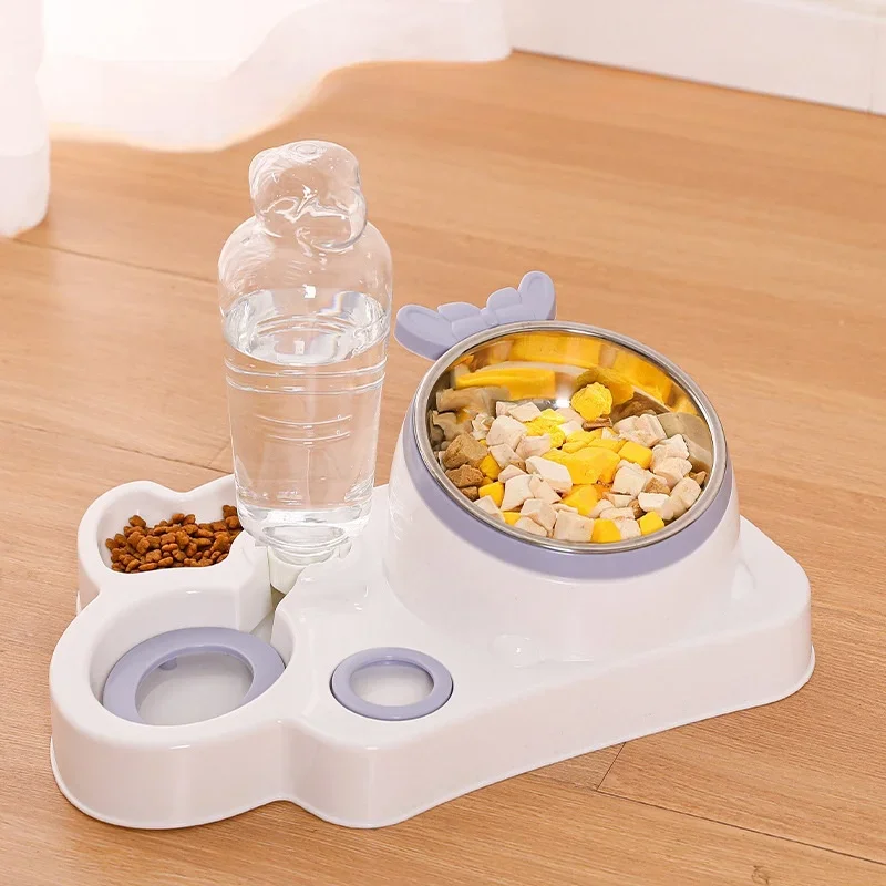 Pet Cat Bowl 15 Degrees Tilt to Protect Cervical Vertebrae Dog Food Bowl Automatic Drinking Feeder Pet Cat Dog Feeding Supplies