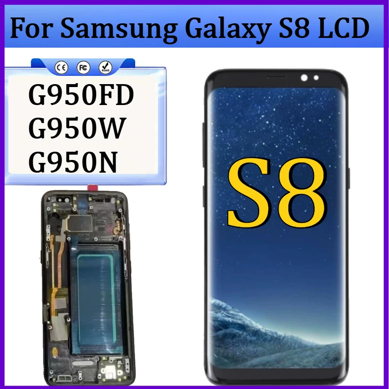 

TFT/OLED Screen For Samsung Galaxy S8 LCD Display Touch Screen Digitizer with Frame For Samsumg S8 G950FD G950W G950N LCD