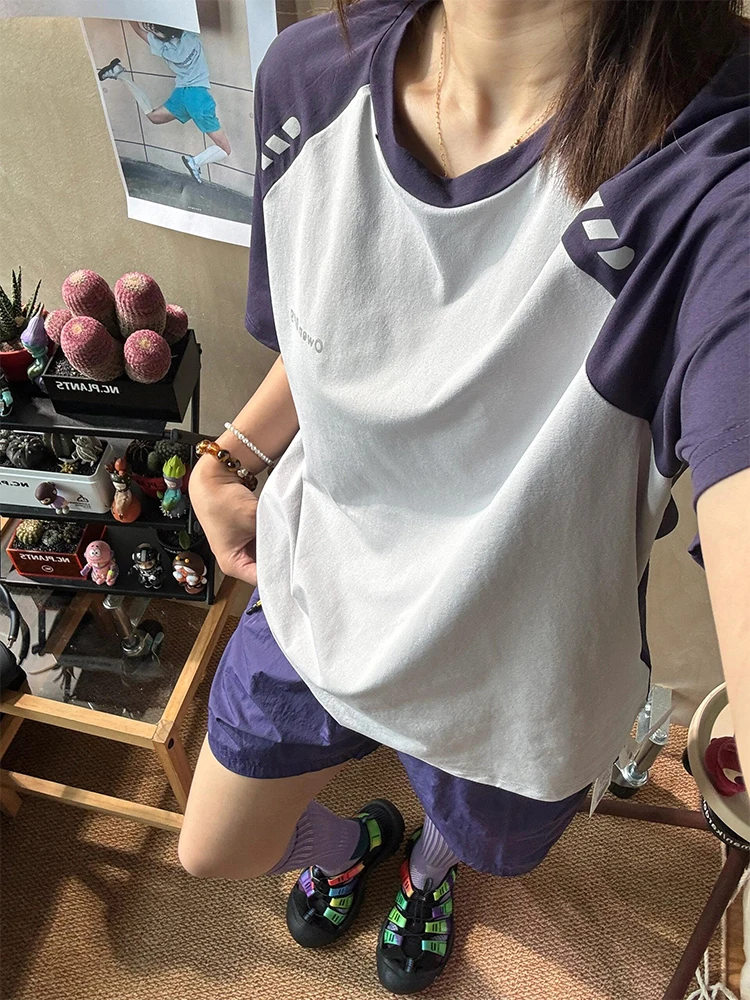 

Qui Dry Ice Silk Women's T-irt ort Sve Summer Outdoor UV Protection Sports Badminton orm oulder Insert Design