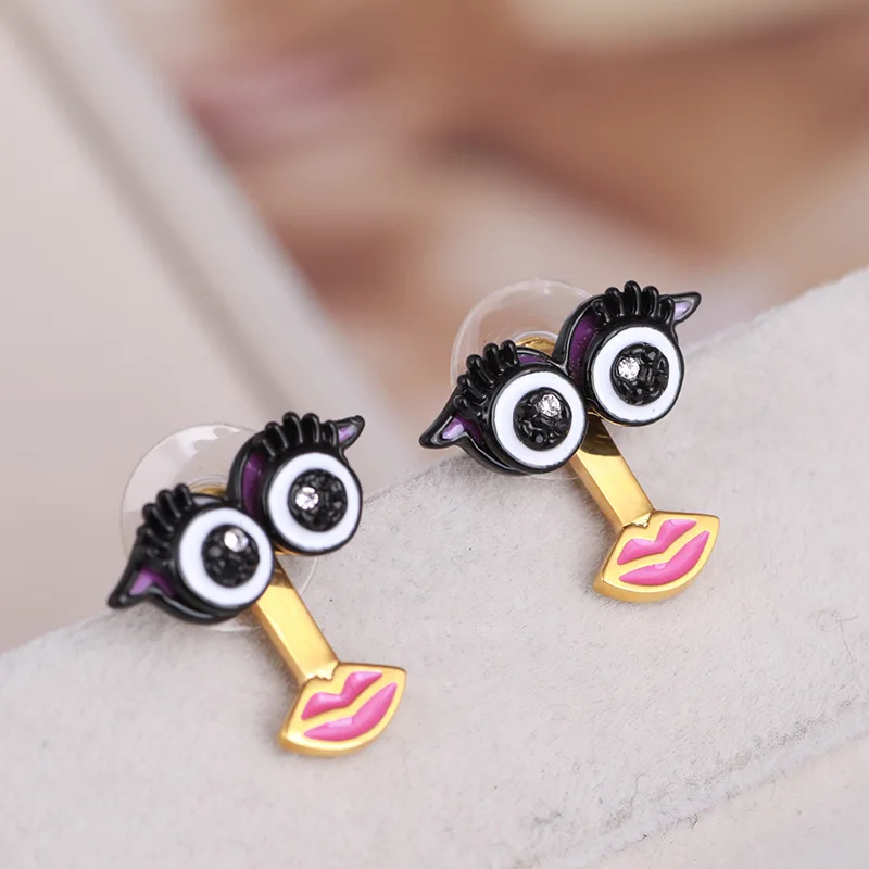 Fashion Goth Design Niche Style Chimpanzee Eyes Strange Sense Face Eye Bubbles Pink Lips Stud Earrings for Women Y2k Accessories