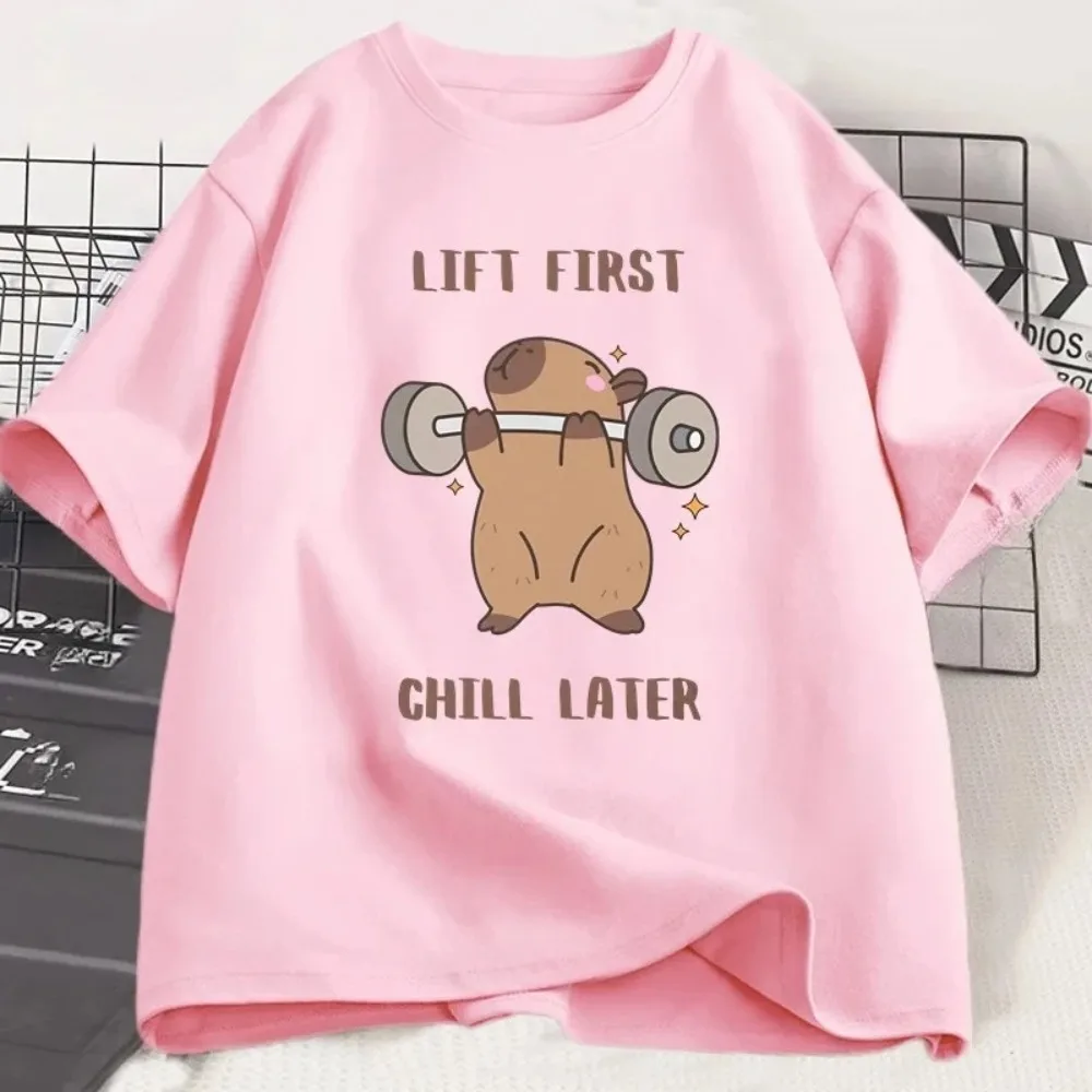 Übergrößes Capybara Gym T-Shirt Damen Sport-Tee Workout Fitness T-Shirt Top Unisex Mode Harajuku Kawaii T-Shirt Y2K Kleidung – Detail 9
