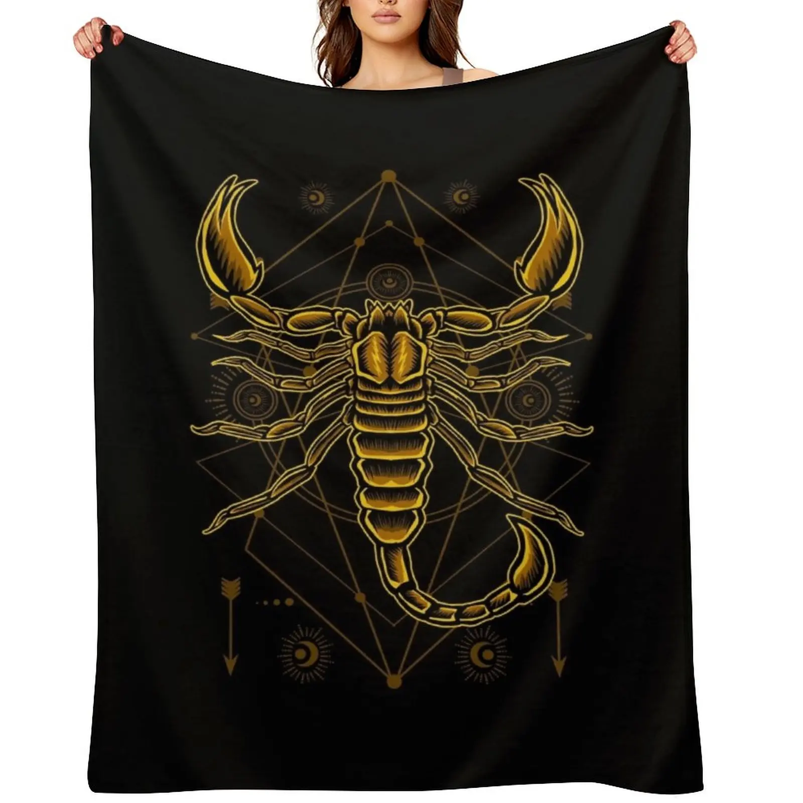 

Gold scorpion with astrology symbols design Throw Blanket Moving Plaid on the sofa Giant Sofa Multi-Purpose Blankets