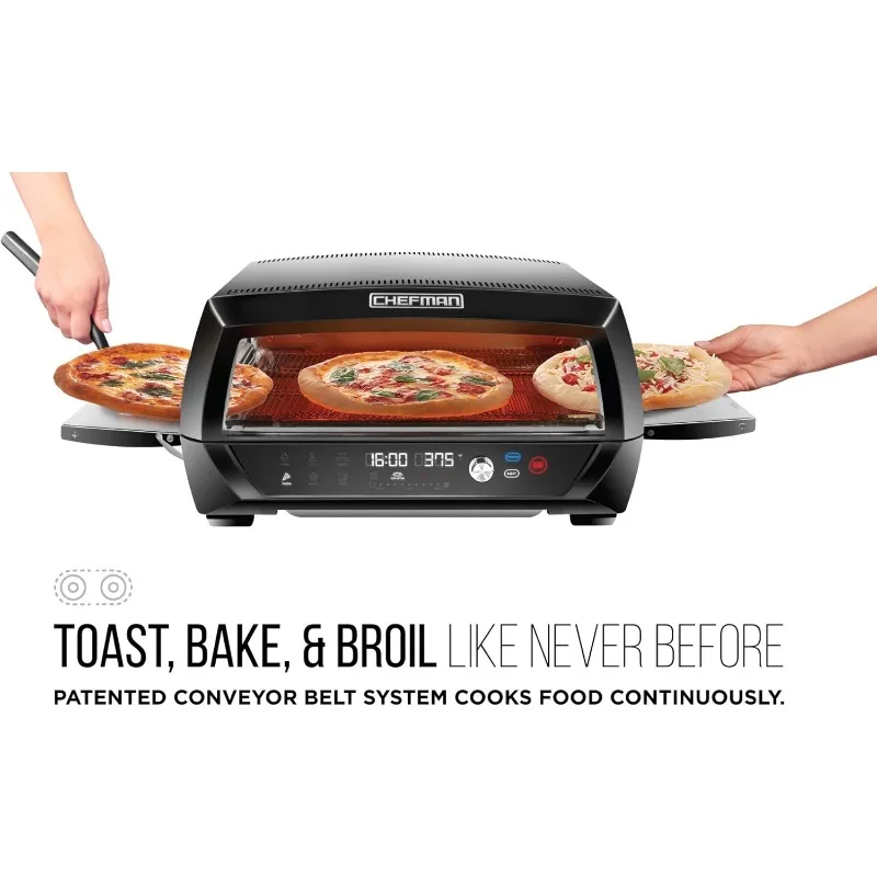 Conveyor Toaster Oven, Moving Belt for Toasting Bread & Bagels, Stainless Steel w/Adjustable Temperature, 6 Cooking Functions