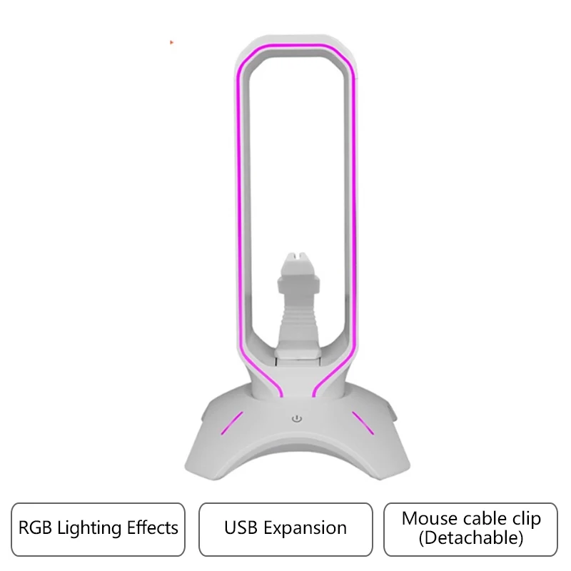 RGB Gaming Headphone Stand with Mouse Bungee Cord Holder Over-Ear Headset Holder Headphone Shelf for Desk Display