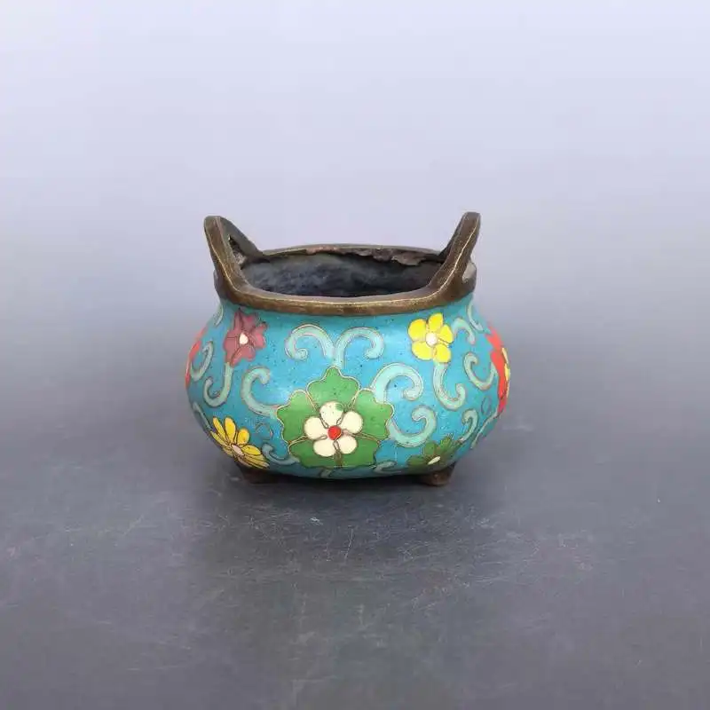 Copper-bodied cloisonné burner in the shape of a gold ingot, small incense ornament, handicraft