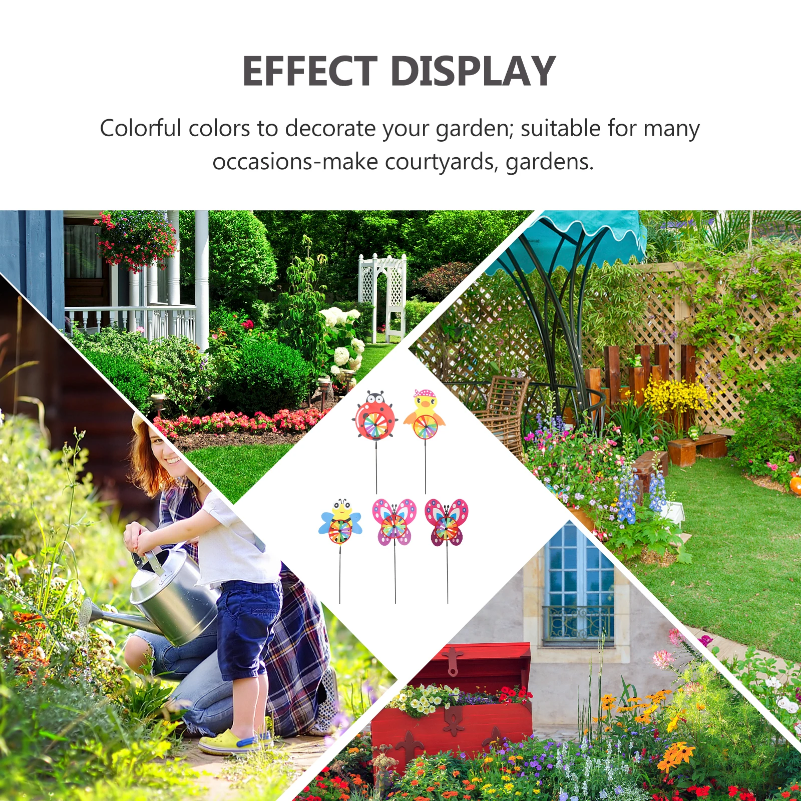 

5 PCS Animal Shape Windmill Lawn Children's Decorative Pinwheel Decoration Winnower