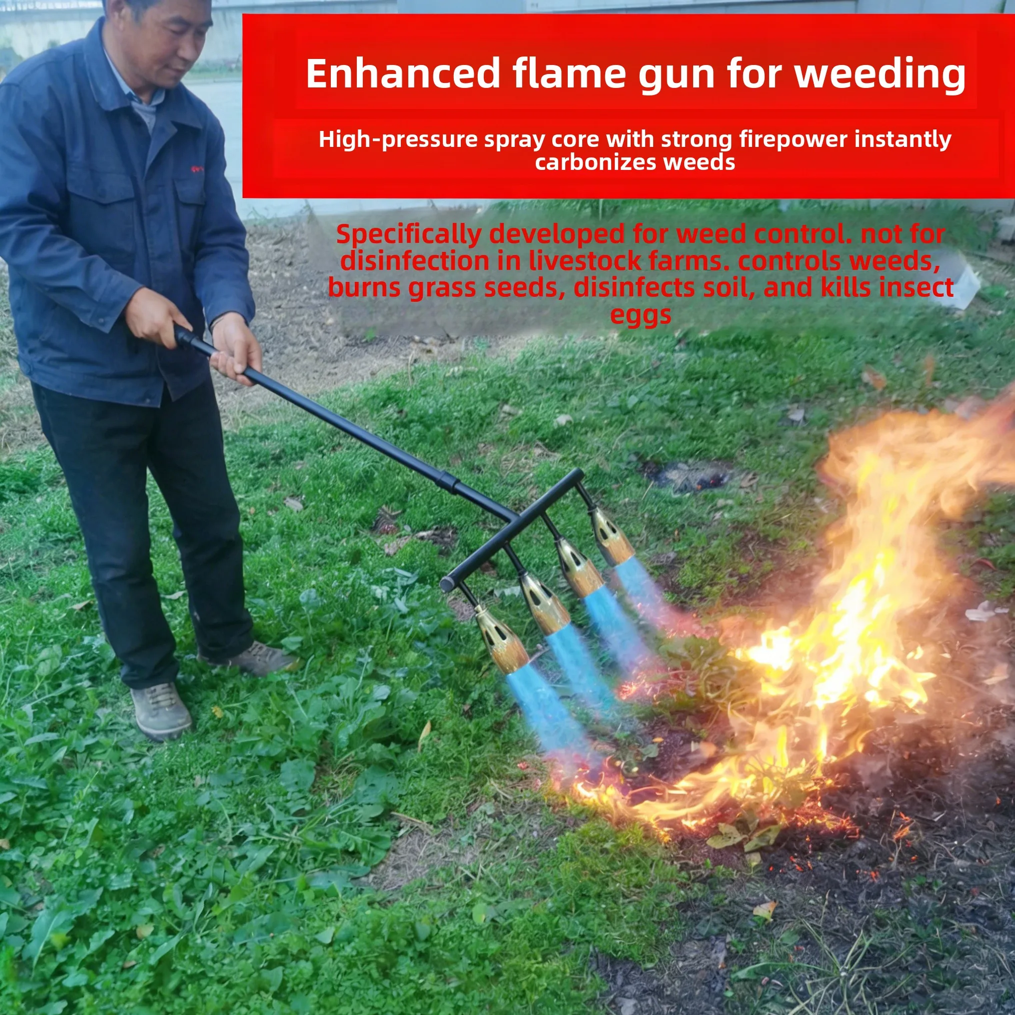 

Portable High Power Flame Weeder Propane Gun Agricultural Weed Killing Machine High Temperature Disinfection Torch