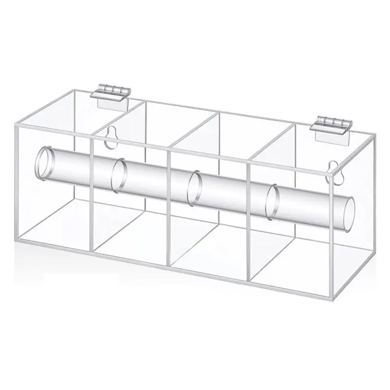 

CYCLI-Sticker Label Dispenser Wall Mount Square Acrylic Sticker Roll Holder 4 Slot Cover For Home Desktop
