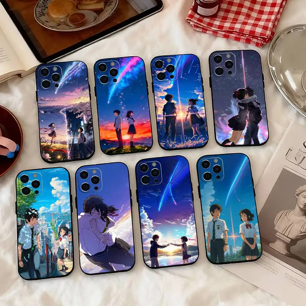 Anime Your N-Name K-Kimi Phone Case For iPhone 17,16,15,14,13,12,11 Plus,Pro Max,XS,Soft Silicone Black Cover