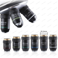 195 Achromatic Objective Lens 4X 10X 20X 40X 60X 100X for Biological Microscope RMS 20.2mm Optical Microscope Parts