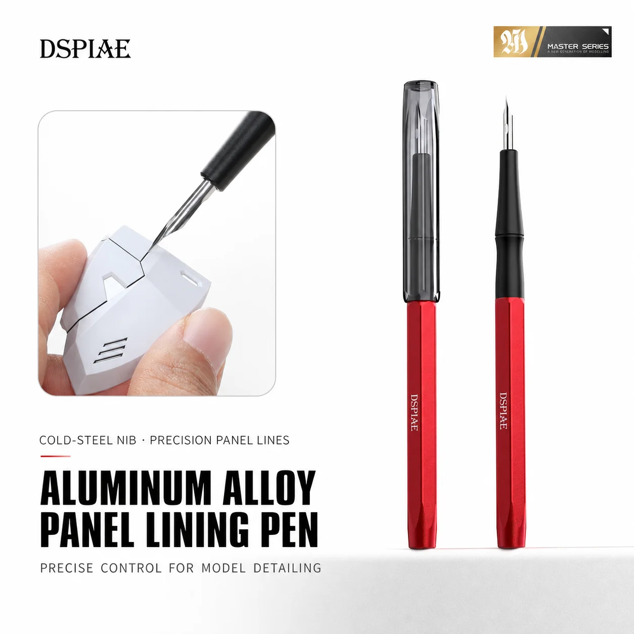 DSPIAE AT-PL PRO Aluminum Alloy Panel Line Pen with Stainless Steel Nib Model Building for Panel Lining Assembly Tool