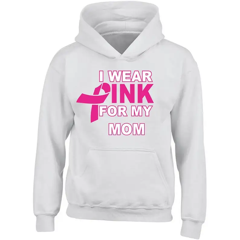 I Wear Pink for My MOM Unisex HOODIE Sweatshirt Support Brustkrebs Sweatshirt Pullover Herbst Lässiges langärmeliges Aufwärmoberteil