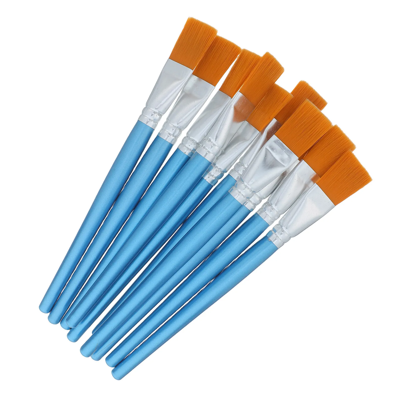 

10Pcs Flat Paint Brush Set Nylon Hair Wooden Handle Paintbrush Multi Surface Art Paintbrush for Face