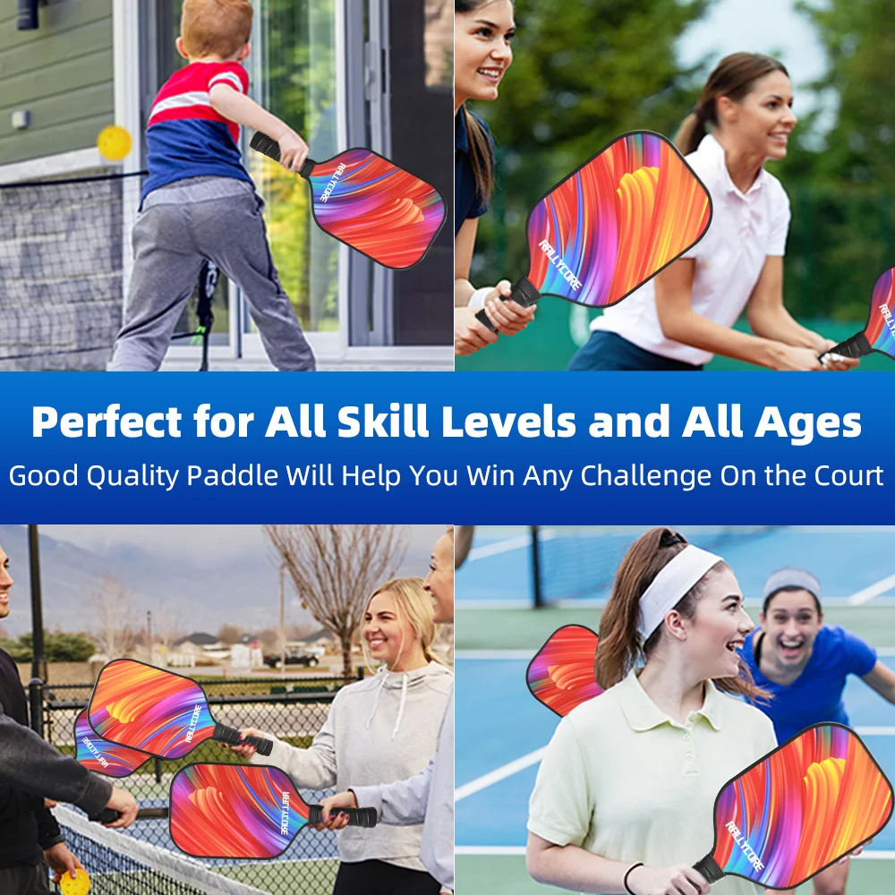 Pickleball Paddles Set of 2 with 4 Balls, Portable Carrying Bag, Indoor Outdoor Honeycomb Core Paddles Rackets 2