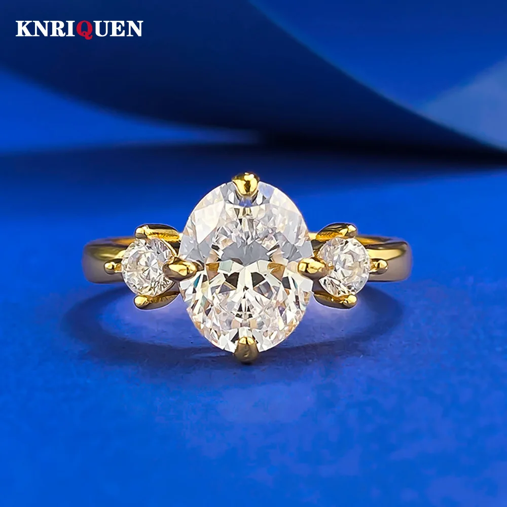 Women's Retro 18k Gold Plated 925 Sterling Silver Oval 7*9mm Lab Diamond Ring Gemstone Party Wedding Fine Jewelry Birthday Gift