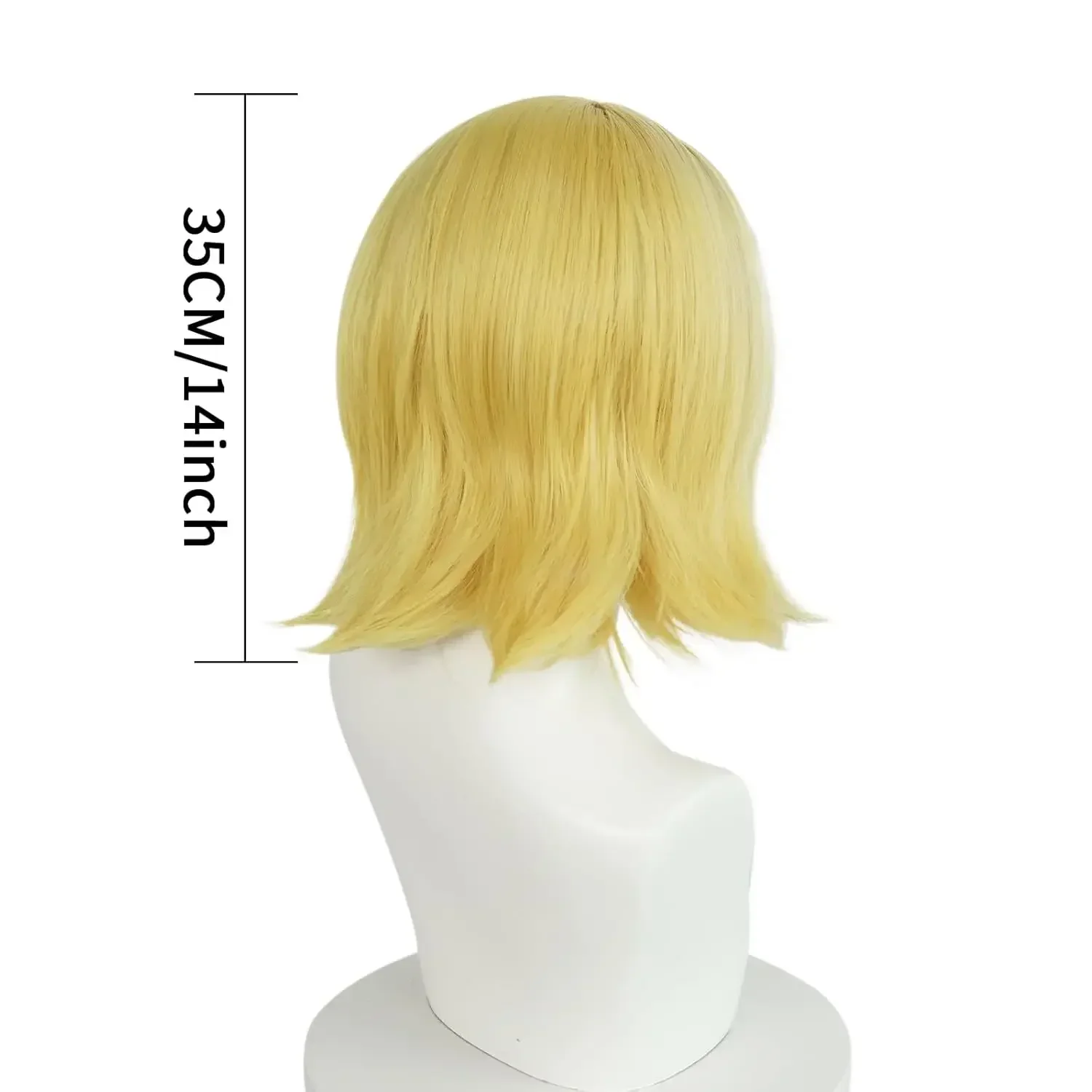Peruca sintética ondulada curta com Franja para mulheres, perucas louras, altura do ombro, amarelo, cosplay, Halloween