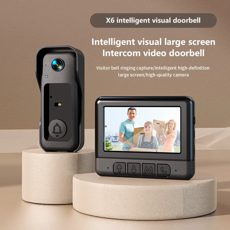 X6 2.4G WiFi Video Intercom 4.3-inch Home Security Smart Doorbell Duplex Intercom Infrared Night Vision Smart Eye Peephole