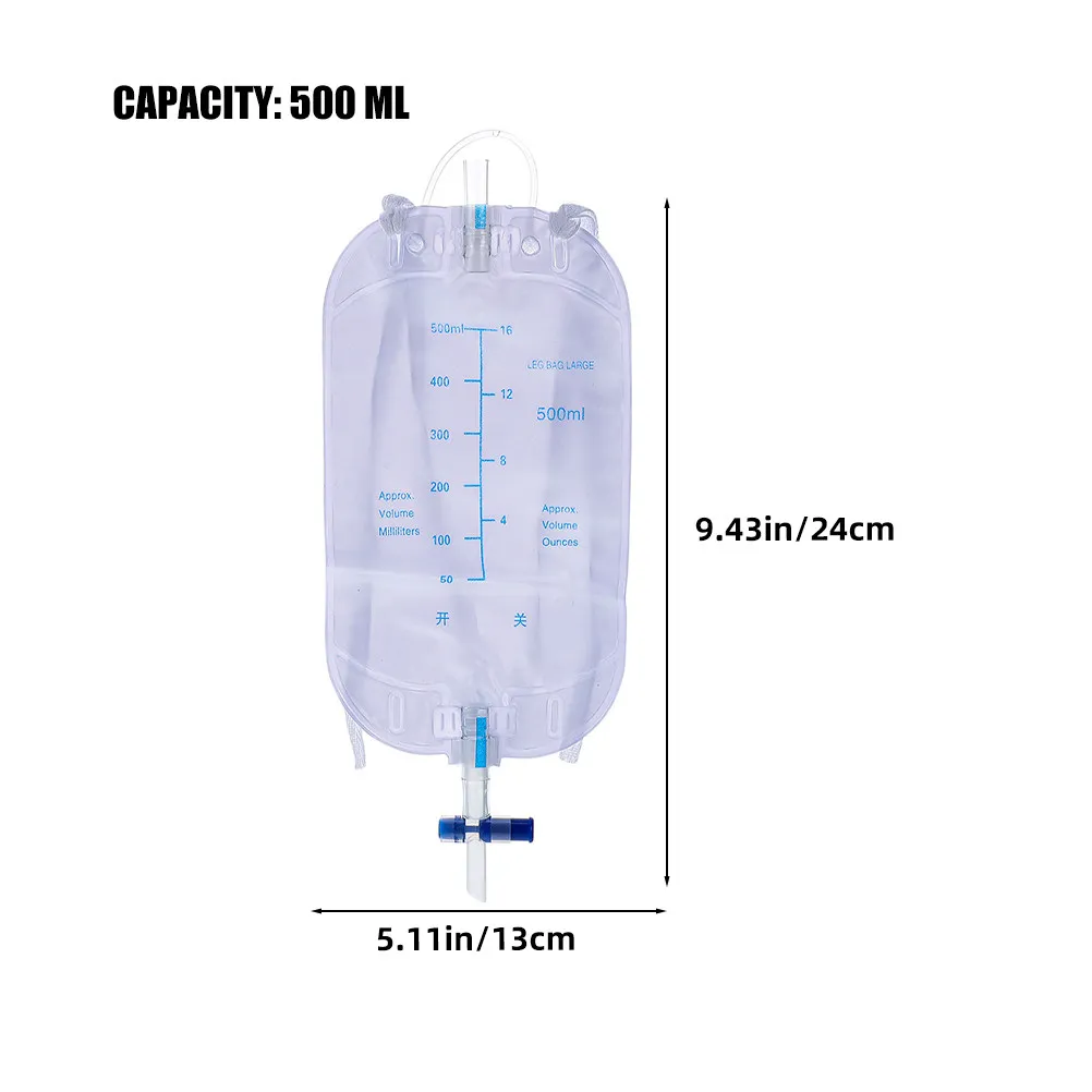 5Pcs Leg-Mounted Disposable Urinary Bags for Men Long Catheter Pouch Urine Drainage Bag Postoperation Patient Use