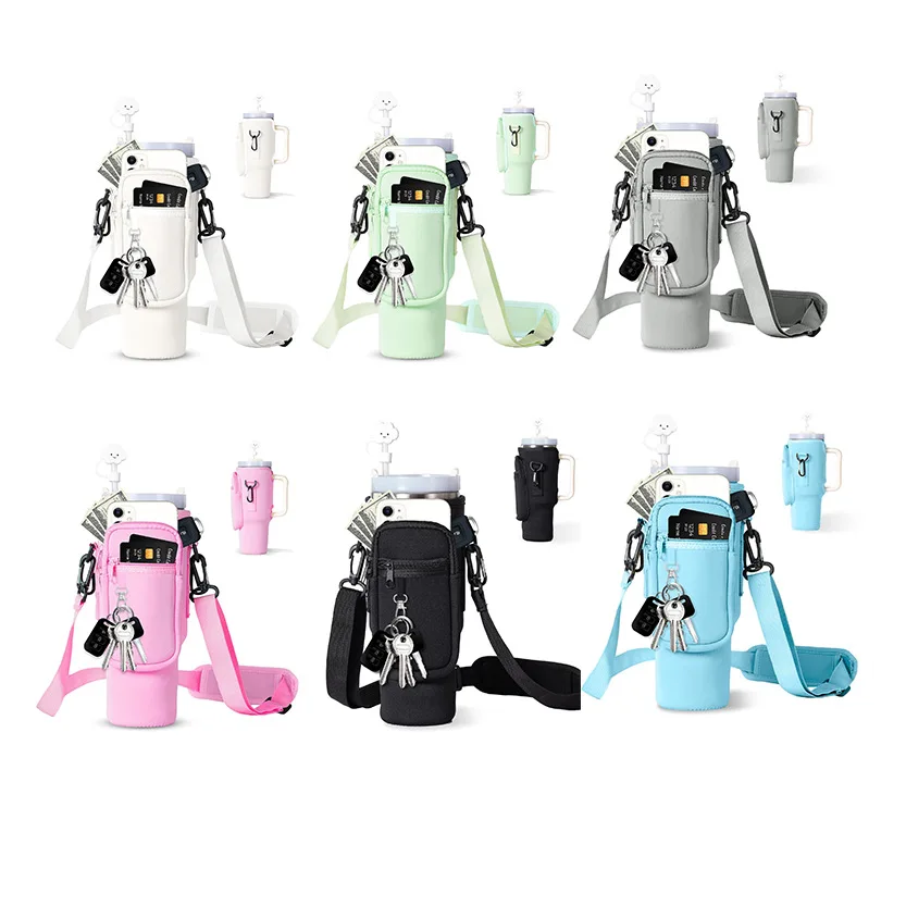 

Portable Car Insulation Water Bottle Tote Bag with Phone Bag and Keychain Suitable for Stanley 40oz Water Bottle Holder Bag