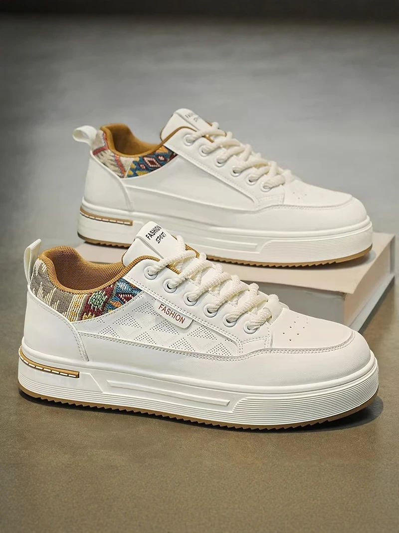 Men's Low-Top Sports Shoes 2026 New Style Casual All-Match Thick Bottom Heightening White Sneakers for Students And Youth