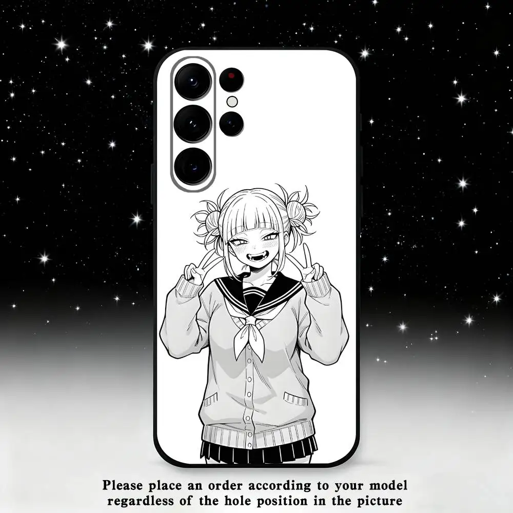 Custodia per telefono Toga Himiko My Hero Academia per Samsung S25, S24 Ultra, S20, S30 plus, S22 plus, S23, S30 Ultra 5G Custodia nera in silicone