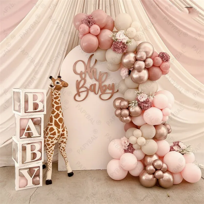 92pcs Pink Latex Balloons Arch Garland Kit Skin Color Balloons Arch Set Baptism Baby Shower Wedding Engagement Supplies Globos