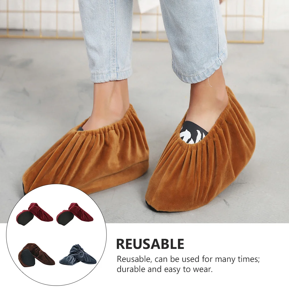 

4Pairs Non-Slip Shoes Cover Thickened Sole Durable Reusable Crystal Material for Clean Floors Household Dorm