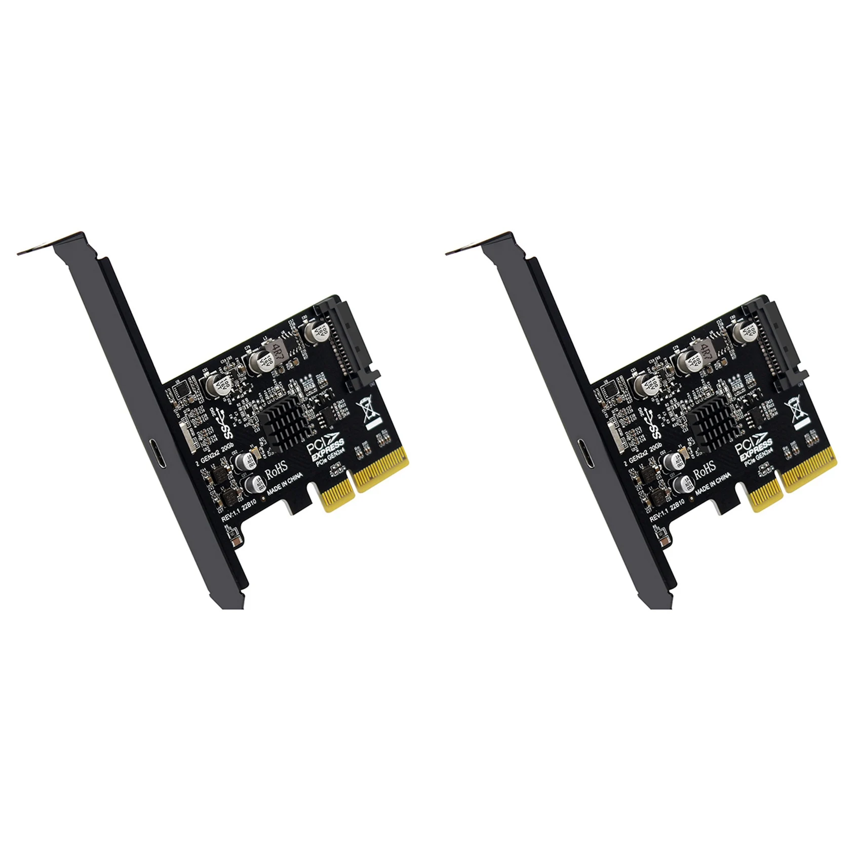 Exquisite-2X USB PCIE Card Type C PCI-Express 4X To USB 3.2 Gen 2X2 (20Gbps) ASM3242 Chipset For Windows 8/10/Linux