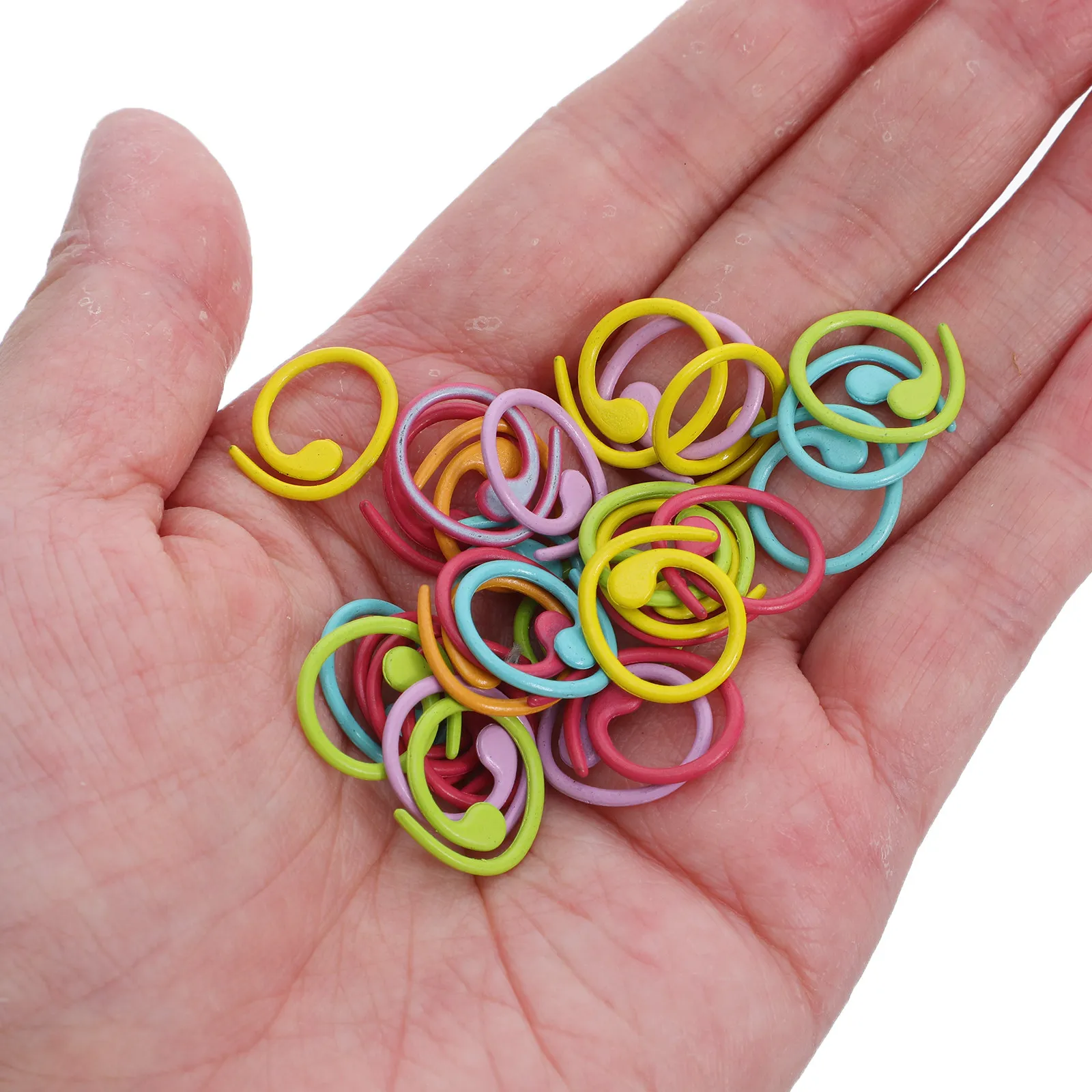50Pcs Metal Crochet Stitch Markers Spiral Ring Design Lightweight No Snag for Knitting Circular Projects Removable Split Ring