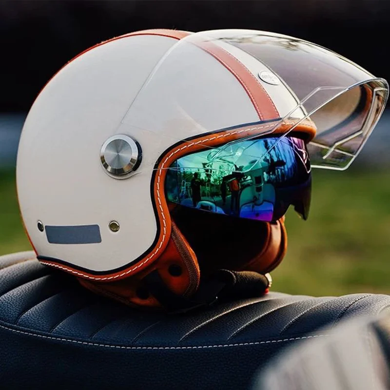 

Newest Retro Motorbike Helmets DOT 3/4 Open Face Motorcycle Vintage Chopper Bike Cascos Scooter Capacete De Moto
