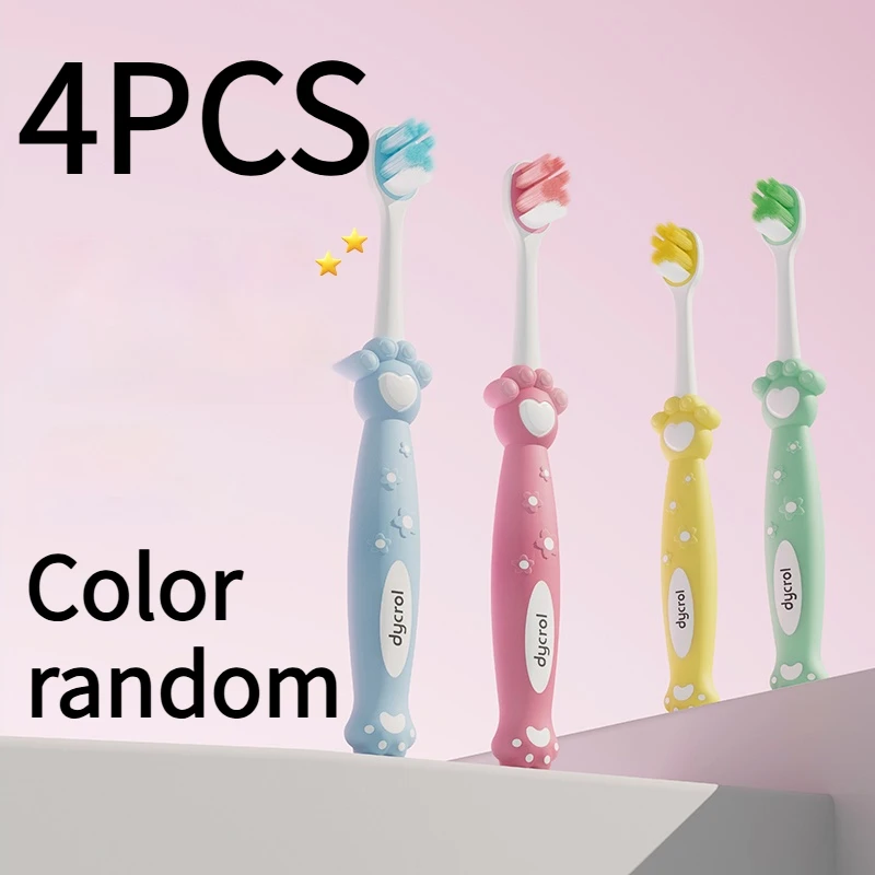 4 عبوات من فرش أسنان الأطفال ذات الألوان العشوائية، ضرورية للعائلات، تحمي صحة أسنان الأطفال، نمط مخلب القط الكرتوني، فرشاة أسنان ذات شعيرات ناعمة للأطفال، مناسبة للأطفال، أفضل هدية للأطفال #6