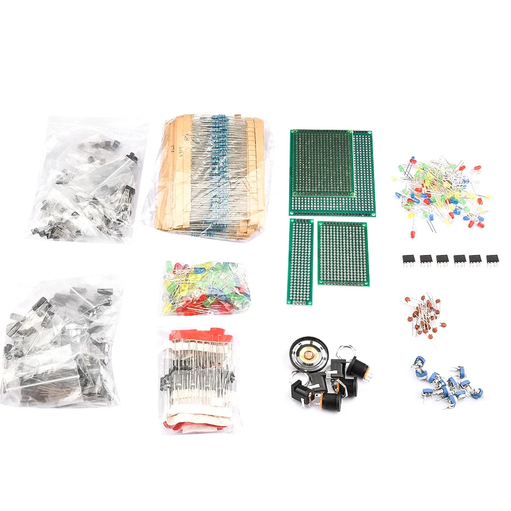 

Sub-component kit classification capacitors resistors LED transistors diodes 1N270 DC jacks PCB speakers 1900pcs
