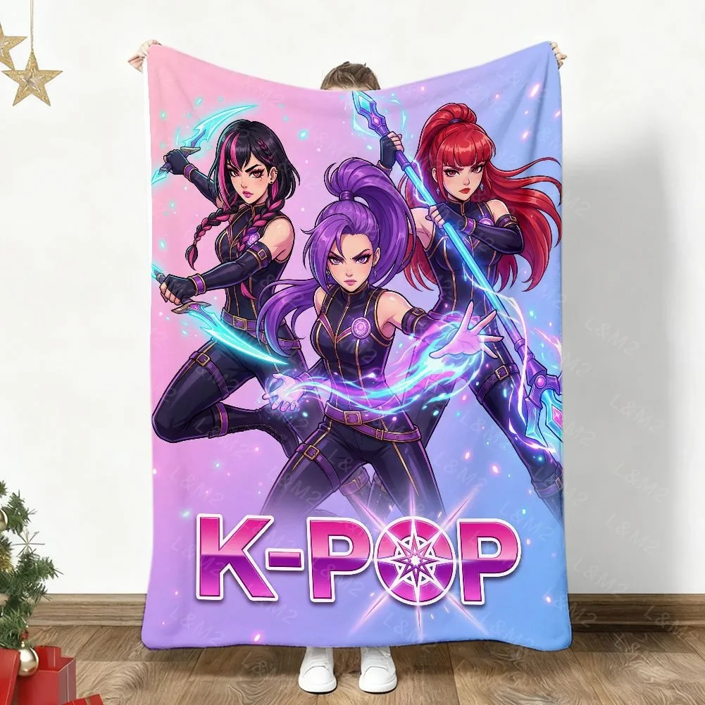 K-Pop Girl Group Printed Flannel Blanket, Soft Warm Throw Blanket for Couch Bed Sofa Decor, Modern Home Decor for All Seasons,