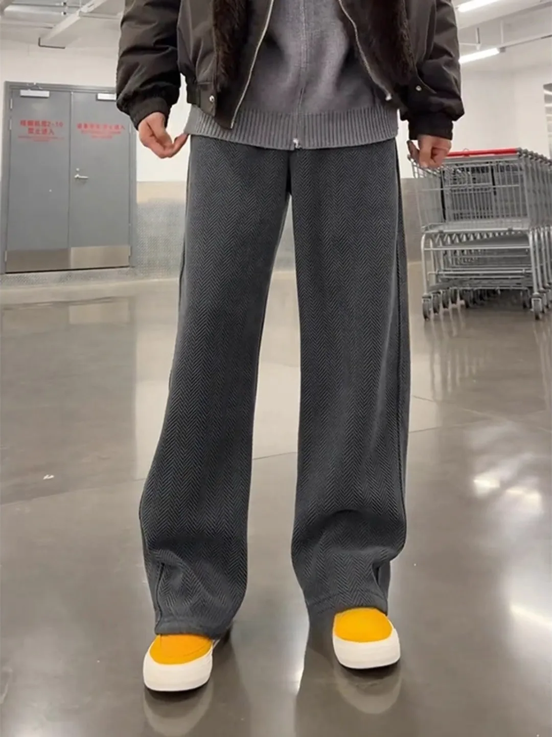 

Мужские зимние повседневные брюки с глубокими глазами Fce Lined Thiened в американском стиле, спортивные штаны с ножом Spor, свободный крой, прямые штаны