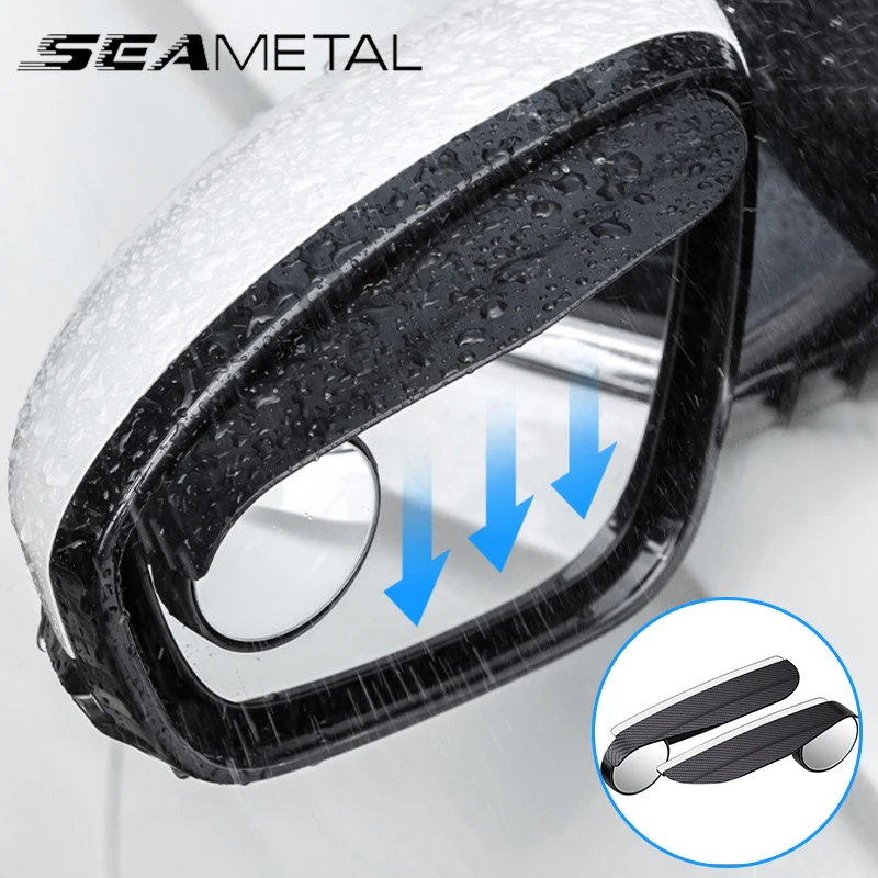 

SEAMETAL 2PCS Car Rearview Mirror Rain Eyebrow Visor Carbon Fiber Car Rearview Side Snow Sun Visor Rain Cover Car Accessories