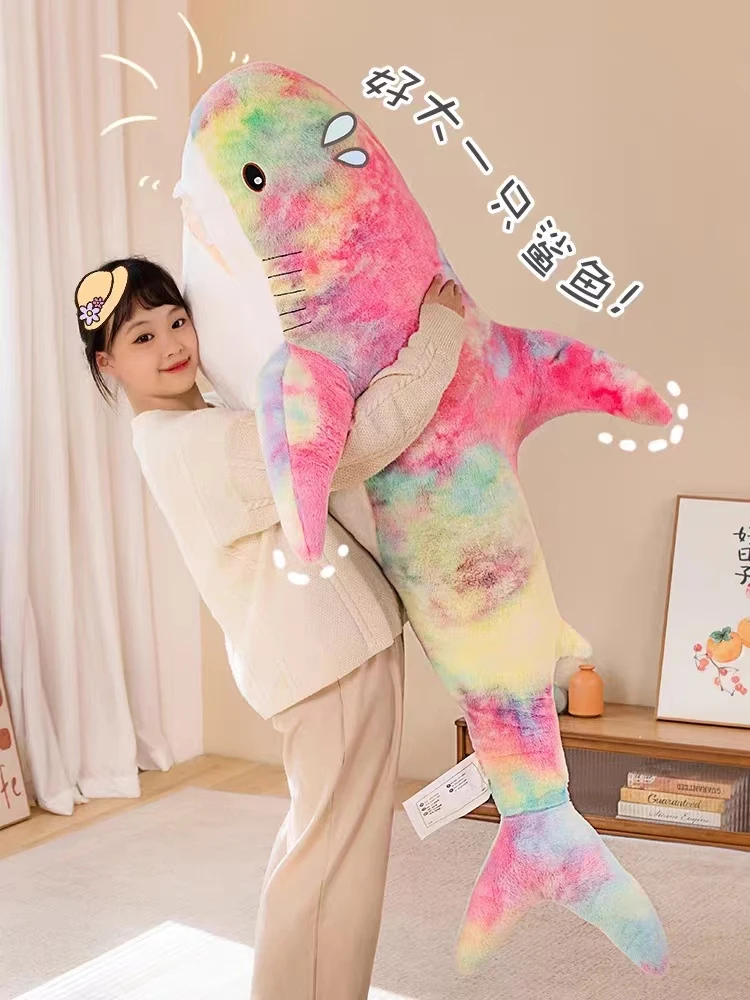 140cm Giant Cute Shark Plush Toy Soft Stuffed Speelgoed Animal Reading Pillow for Birthday Gifts Cushion Doll Gift For Boy Girl